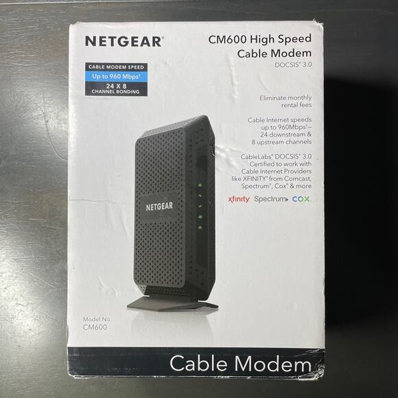 NETGEAR CM600-1AZNAS 960Mbps DOCSIS 3.0‎ Cable Modem Open Box Works. - Picture 1 of 7